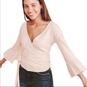 Marine Layer Ava Wrap Top Shirt Cream medium